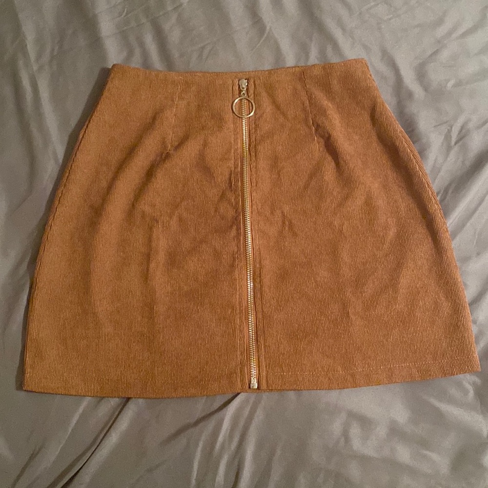 Brown S knee length skirt from SHEIN